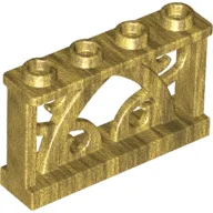 Fence Ornamented 1 x 4 x 2 with 4 Studs / Pearl Gold