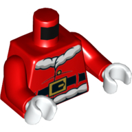 Lego Torso Jacket, White Fur Trim, Dark Red Creases, Black Belt Print (Santa), Red Arms, White Hands / Red