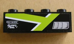 Brick 1 x 4 with Silver Intake, Lime T Stripe and 'Hevado Super Fast' Pattern Model Right Side (Sticker)- Set 8154