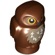 Lego Animal, Bird, Owl, Baby with Dark Tan and White Fur, Bright Light Orange Eyes print