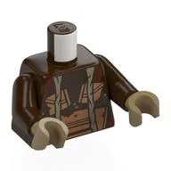 Torso, Dark Brown Arms, Dark Tan Hands with Gold Plating, Dark Tan Hoses Print / Dark Brown