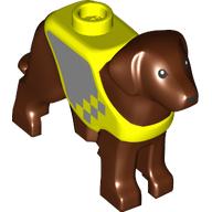 Lego Animal, Dog, Standing with Yellow Vest, Silver print / Reddish Brown