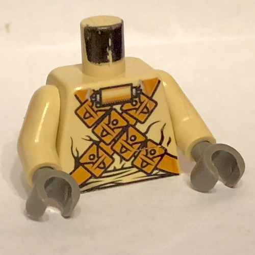 Lego Torso Robe, Breathing Apparatus, Cross Bandoliers Print (Tusken Raider), Tan Arms, Dark Gray Hands / Tan