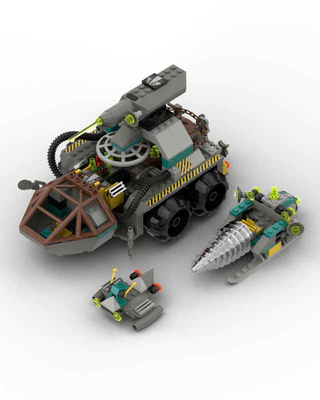 Lego Rock Raiders Combiner Models: Mobile Crystal Research Unit With Support Crafts