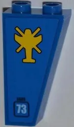 Slope, Inverted 75 2 x 1 x 3 with Helicopter Outline, 'NABII' and Light Blue '73' Pattern Model Left Side (Sticker) - Set 7067