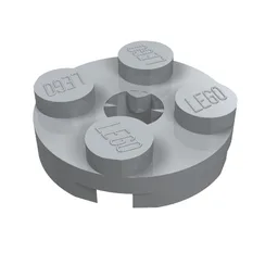 Plate Round 2 x 2 with Axle Hole Type 2 (X Opening) / Light Bluish Gray