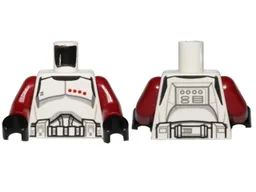 Torso SW Armor Clone Trooper Captain Black Belt and Four Dark Red Stars Pattern / Dark Red Arms / Black Hands