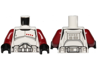 Lego Torso SW Armor Clone Trooper Captain Black Belt and Four Dark Red Stars Pattern / Dark Red Arms / Black Hands