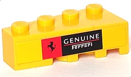 Wedge 4 x 2 Left with White 'GENUINE Ferrari' and Red and Black Ferrari Logo Pattern (Sticker) - Set 8143