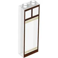 Brick 1 x 2 x 5 with Reddish Brown Windows, Gold Stripes Print