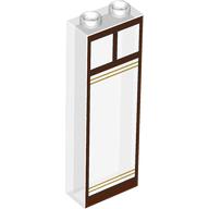 Lego Brick 1 x 2 x 5 without Side Supports with Reddish Brown Windows, Gold Stripes print