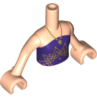 Lego Minidoll Torso Girl with Dark Purple Strapless Top with Gold Necklace and Star Print, Light Nougat Arms with Hands / Light Nougat