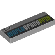 Tile 1 x 3 with 'WORLD GRAND PRIX' Print / Light Bluish Gray
