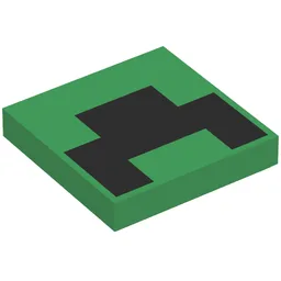 Tile 2 x 2 with Minecraft Pixels Black Rectangles Print / Green