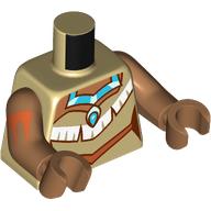 Lego Torso, Native American Clothing, White Trim, Light Aqua/Medium Azure Necklace print, Medium Nougat Arms, Medium Nougat Hands / Tan