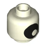 Minifig Head Mixel Eye, Large Black Eye with Pupil Print [Hollow Stud] / Glow in Dark White