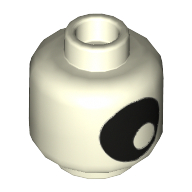Lego Minifig Head Mixel Eye, Large Black Eye with Pupil Print [Hollow Stud] / Glow in Dark White