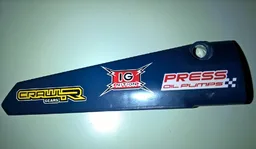 Technic, Panel Fairing # 6 Long Smooth, Side B with 'CRAWLR GEARS', 'IG NITION' and 'PRESS OIL PUMPS' Pattern (Sticker) - Set 41999