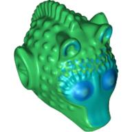 Lego Minifig Head Special, Rodian with Light Turquoise Face and Blue Eyes Print (Onaconda Farr) / Green