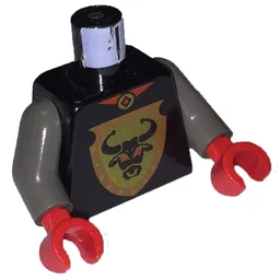 Torso Bull's Head on Brown Shield Print, Dark Gray Arms, Red Hands