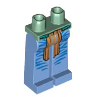 Hips and Medium Blue Long Legs with Blue Stripes, Orange Loin Cloth Print / Sand Green