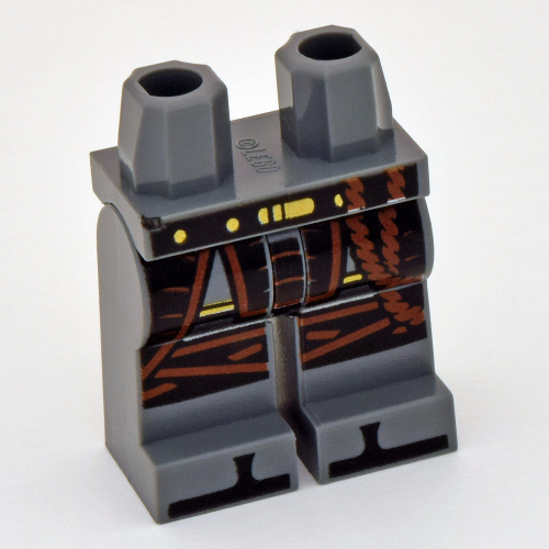 Lego Hips and Dark Bluish Gray Legs with Black Robe over Silver Armor with Reddish-Brown Ropes and Knee Straps / Dark Bluish Gray