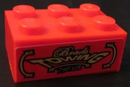 Brick 2 x 3 with 'Brads TOWING 730-108' Pattern (Sticker) - Set 8147
