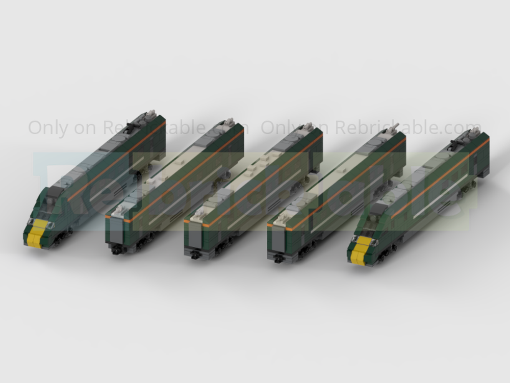 Lego 4-Wide Class 800/802 'IET' Five Carriage High Speed Intercity Train In GWR Livery