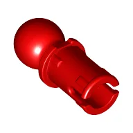 Technic Pin with Friction Ridges Lengthwise and Towball - Round Pin Hole / Red