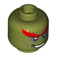 Minifig Head Ganondorf, Large Red Eyebrows, Dark Bluish Grey Eyeshadows, Lines, White Eyes, Mean Smile / Yellow Eyes, Angry