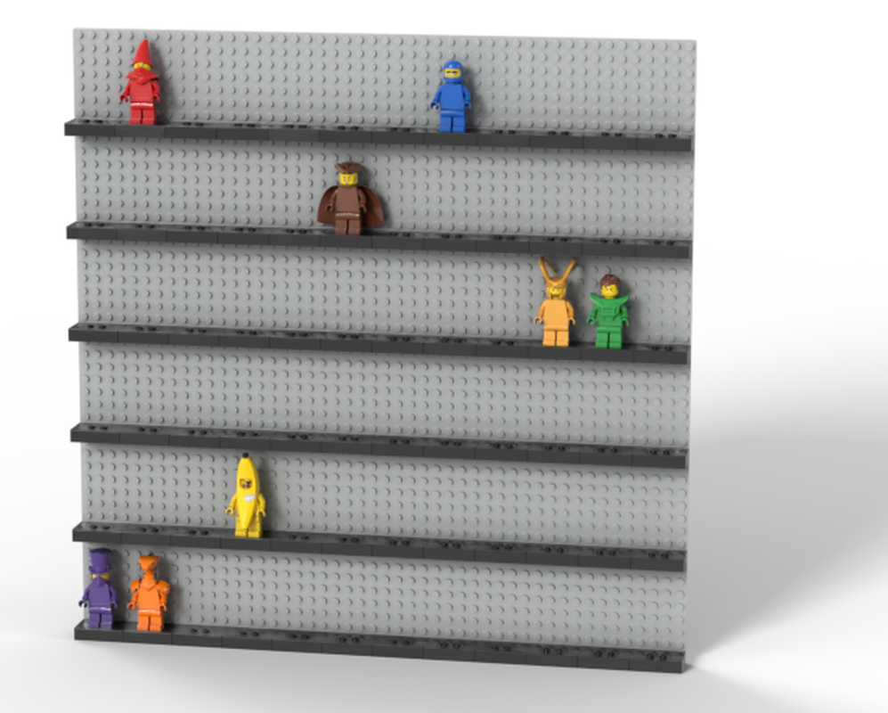 Lego 72 Minifigure Modular Wall Display - Brick Built Shelves