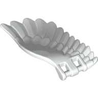 Lego Creature Body Part, Wing 4 x 7 Right with Feathers and Handles for Clips / White