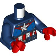 Lego Torso Armor, Captain America Suit, White Star, Blue Chest, White and Red Decorations print, Dark Blue Arms, Red Hands / Dark Blue