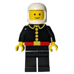 Fireman, Classic, Black Fire Jacket with Red Belt and Buttons, White Helmet (3842b Helmet)