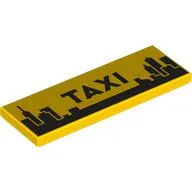 Tile 2 x 6 with black 'TAXI', City Skyline Print / Yellow