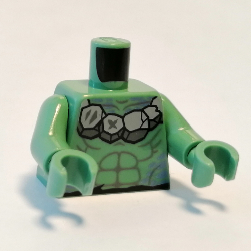 Lego Torso Muscles, Silver Rock Necklace Print, Sand Green Arms and Hands / Sand Green