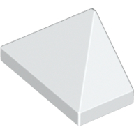Lego Brick Sloped 45° 2 x 1 Triple with Ovoid Bottom Pin / White