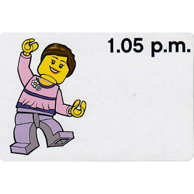Lego Activity Card, Time-Teaching 12-Hour Clock 1.05 p.m., Female / [No Color/Any Color]