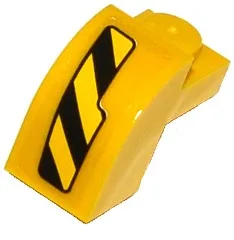 Slope, Curved 2 x 1 x 1 1/3 with Recessed Stud with Black and Yellow Danger Stripes Pattern Model Left Side (Sticker) – Set 76020