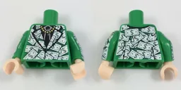 Torso Suit Jacket with Black Shirt and Tie, Gold Chain and Dollar Bills Pattern / Green Arms with Dollar Bills Pattern / Light Nougat Hands