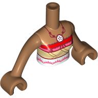 Lego Minidoll Torso Woman, Tan, White, and Red Wrap Top, Necklace Print, Medium Nougat Arms and Hands / Medium Nougat