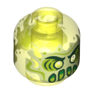 Lego Minifig Head Ghost, Slime, Yellow Eyes, Print / Trans-Neon Green