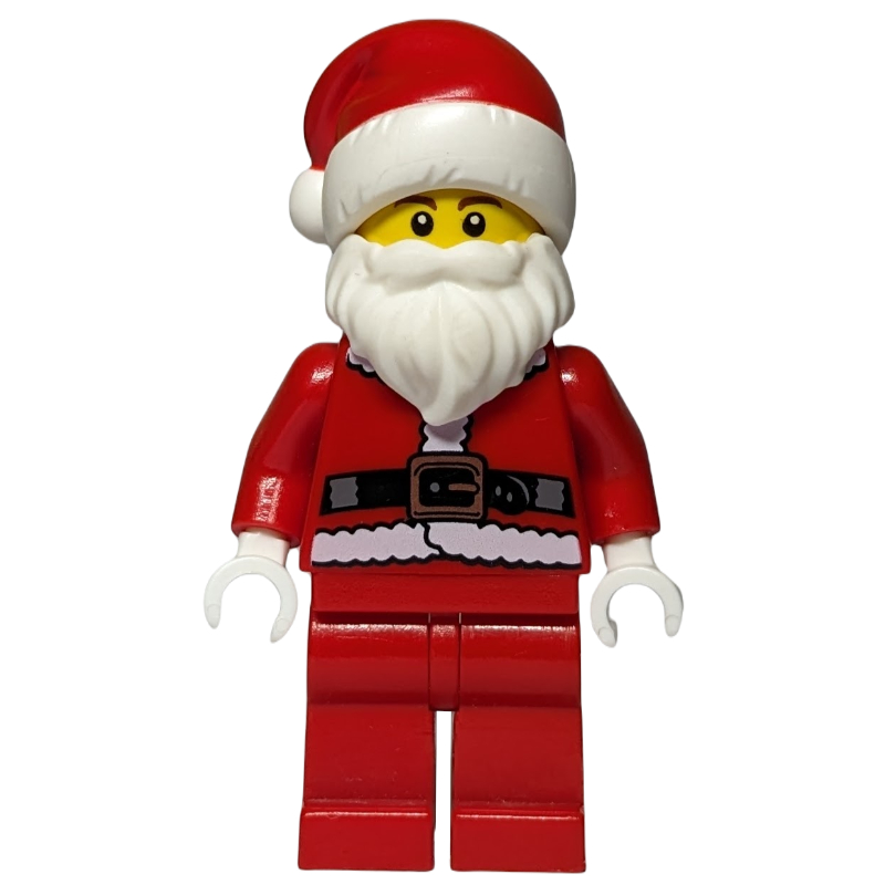 Lego Santa, Coat and Belt, Plain Red Legs, Santa Hat, Brown Eyebrows