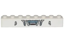 Brick 1 x 8 with Light Bluish Gray and Sand Blue Hull Plates Pattern (Sticker) - Set 76989