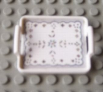 Lego Scala Utensil Tray with Handles 5 x 4 x 1 with Cloth Doily Pattern (Sticker) - Set 3290