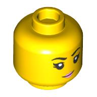 Lego Minifig Head Smile, Bright Pink Lips print / Yellow