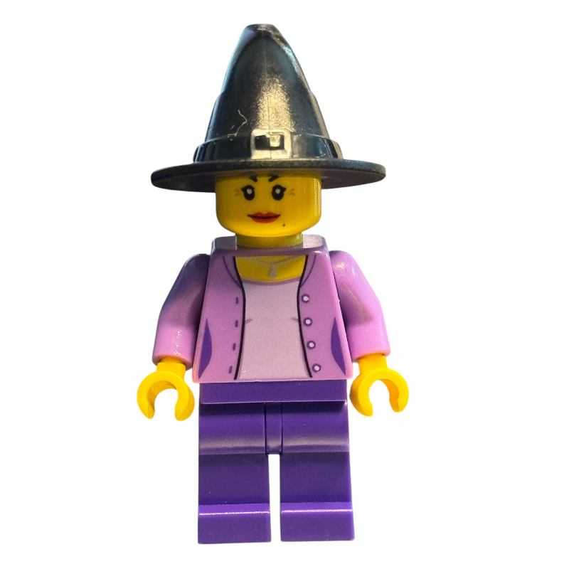 Lego Medium LAvender Torso, Dark Purple Legs, Black Witch Hat