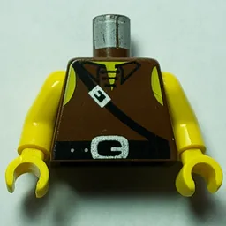 Torso, Tunic with Laces and Black Shoulder Strap Print (Dark Forestman), Yellow Arms and Hands / Brown