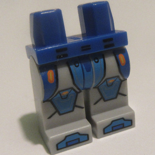 Lego Hips and Light Bluish Gray Legs with Blue Armour Plating, Knee Pads / Blue