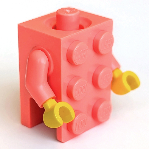 Lego Minifig Torso Brick Suit with Yellow Hands / Coral